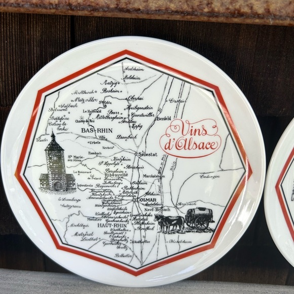 Vintage French Porcelain Cheese Plate Set. Made in France - Picture 2 of 10